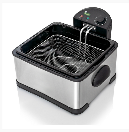 4 Quart Electric Deep Fryer - 1700 Watts Electrical Appliance with 3 Frying Baskets - Adjustable Temp Control, Insulated Handles, Stainless Steel Cover with Window, Enamel Inner Pot - 16x10x15.50" KTELFRY4